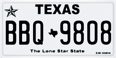 TX license plate BBQ9808