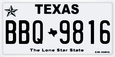 TX license plate BBQ9816