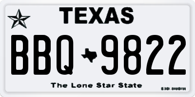 TX license plate BBQ9822