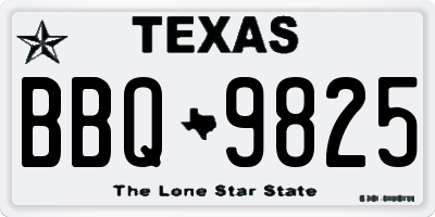 TX license plate BBQ9825