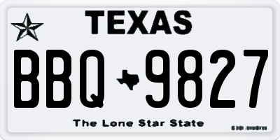TX license plate BBQ9827