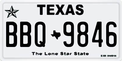 TX license plate BBQ9846