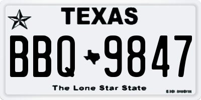 TX license plate BBQ9847