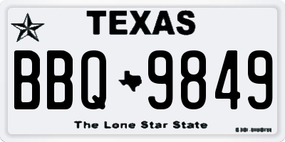 TX license plate BBQ9849