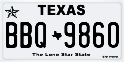 TX license plate BBQ9860