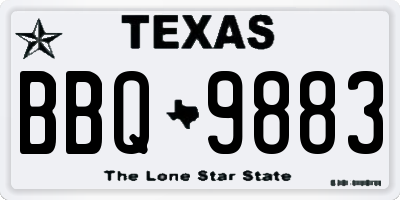 TX license plate BBQ9883