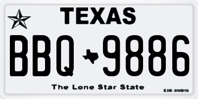TX license plate BBQ9886