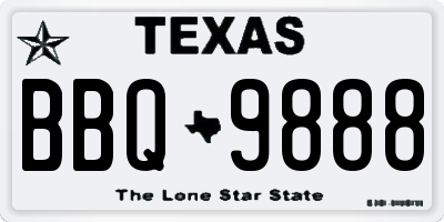 TX license plate BBQ9888