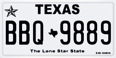 TX license plate BBQ9889