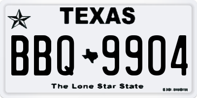 TX license plate BBQ9904