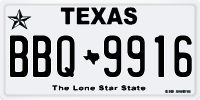 TX license plate BBQ9916