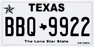 TX license plate BBQ9922
