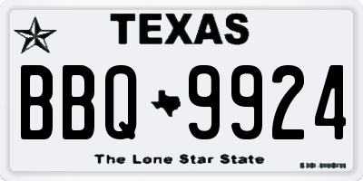 TX license plate BBQ9924