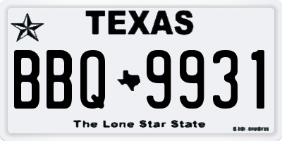 TX license plate BBQ9931