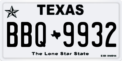 TX license plate BBQ9932