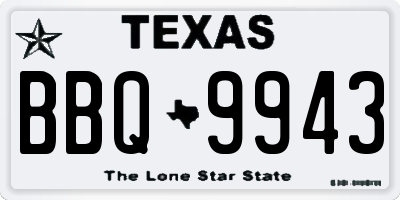 TX license plate BBQ9943