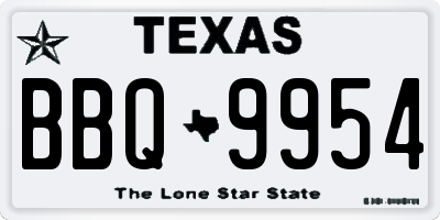 TX license plate BBQ9954