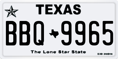 TX license plate BBQ9965