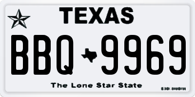 TX license plate BBQ9969