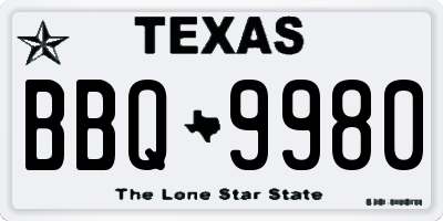 TX license plate BBQ9980