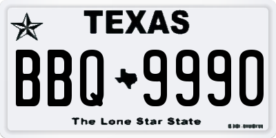 TX license plate BBQ9990