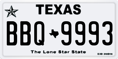 TX license plate BBQ9993