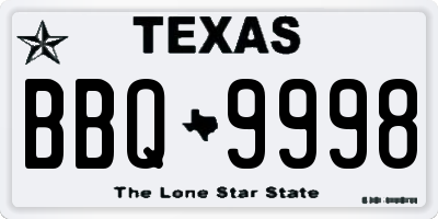 TX license plate BBQ9998