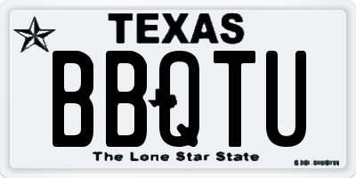 TX license plate BBQTU