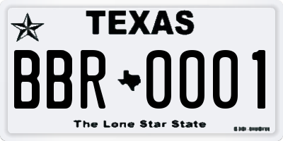 TX license plate BBR0001