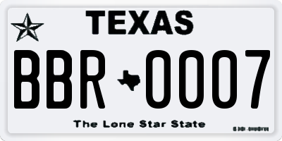 TX license plate BBR0007