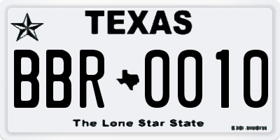 TX license plate BBR0010