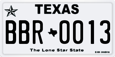 TX license plate BBR0013