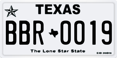 TX license plate BBR0019