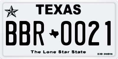 TX license plate BBR0021