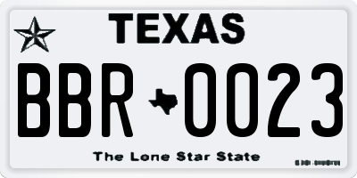 TX license plate BBR0023