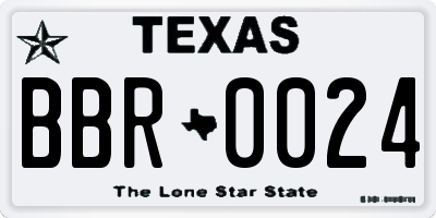 TX license plate BBR0024