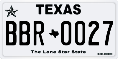 TX license plate BBR0027