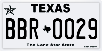 TX license plate BBR0029