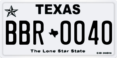 TX license plate BBR0040
