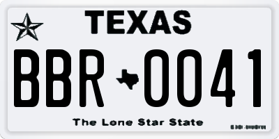 TX license plate BBR0041