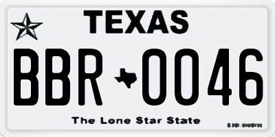 TX license plate BBR0046