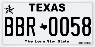 TX license plate BBR0058