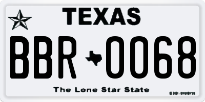 TX license plate BBR0068