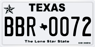 TX license plate BBR0072