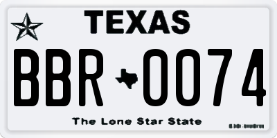 TX license plate BBR0074