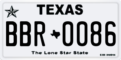 TX license plate BBR0086