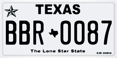 TX license plate BBR0087