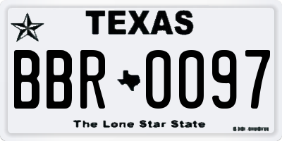 TX license plate BBR0097