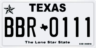 TX license plate BBR0111