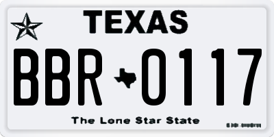 TX license plate BBR0117